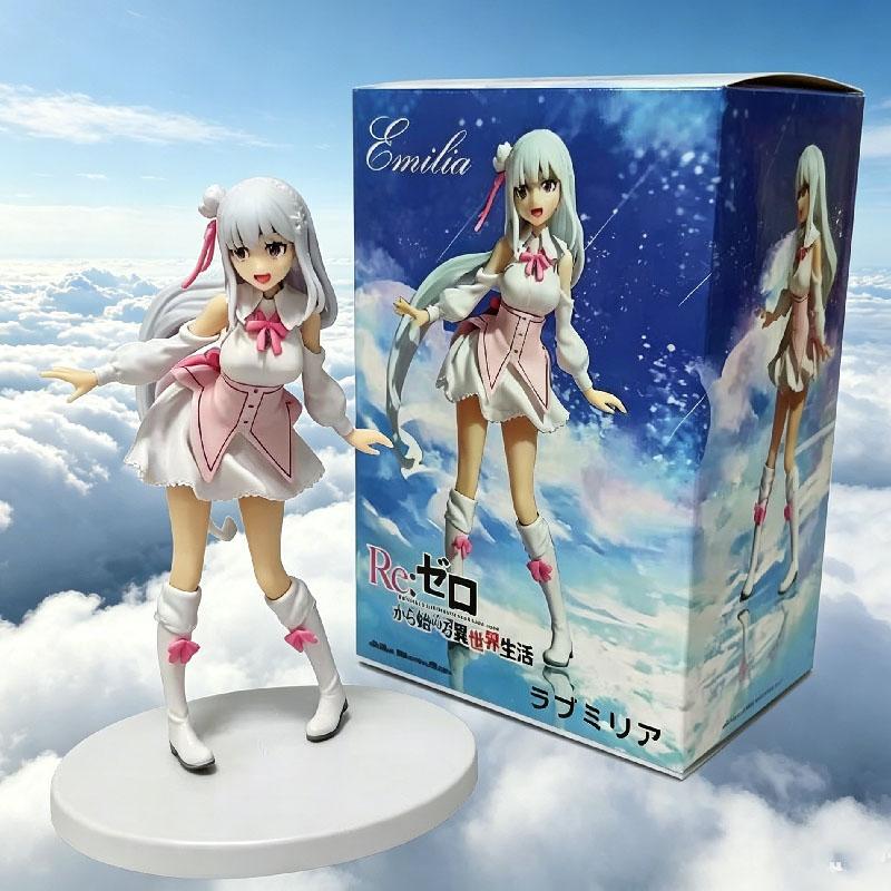 17cm Re: Zero Starting Life In Another World Anime Action Figure Emilia Action Figures Kawaii Goddess Collection Model Toys