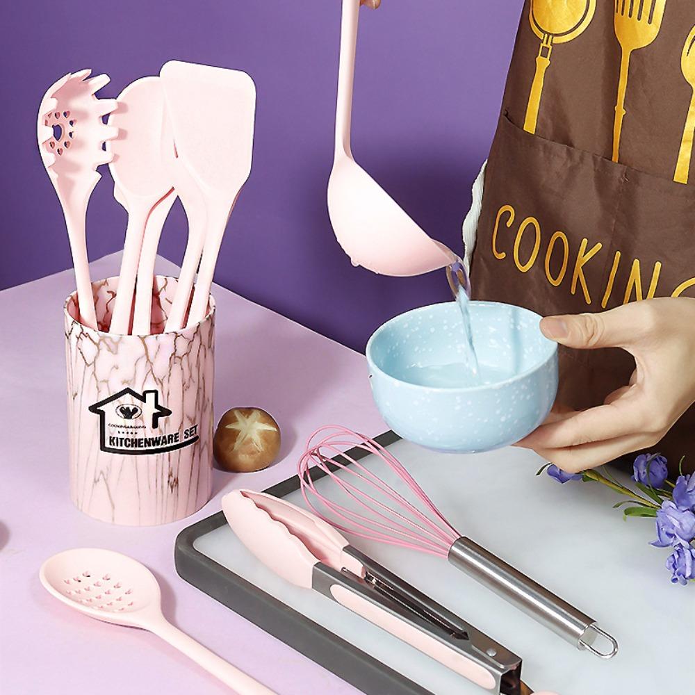 18PCS Heat-resistant Silicone Kitchen Utensils Set Scald-proof Cooking Turner Spatula Set  Dormitory