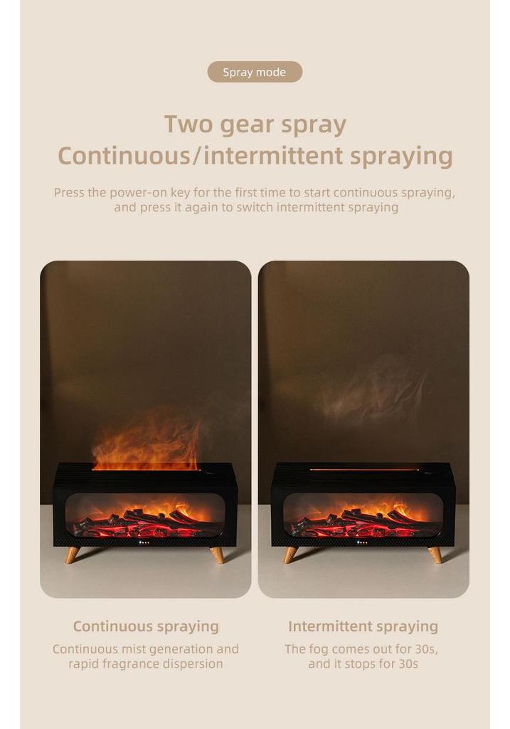 USB Simulated Fireplace Flame Humidifier & Night Light for Home & Bedroom