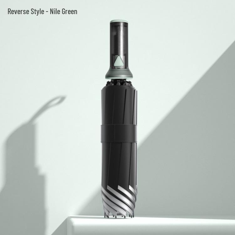 10-Rib Automatic Black Dual-Use Umbrella for Sun and Rain