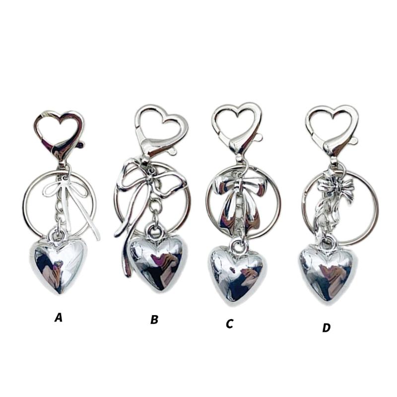 Elegant Heart Bowknot Pendant Versatile Keyring Fashion Accessory for Women Bag Pendant Charm and Keychain