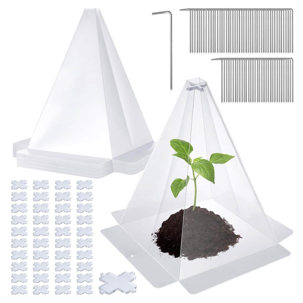 Plastic Small Plant Seedling Protector Cone Shape Greenhouse Protect Cover Suitable for Gardens Balconies
