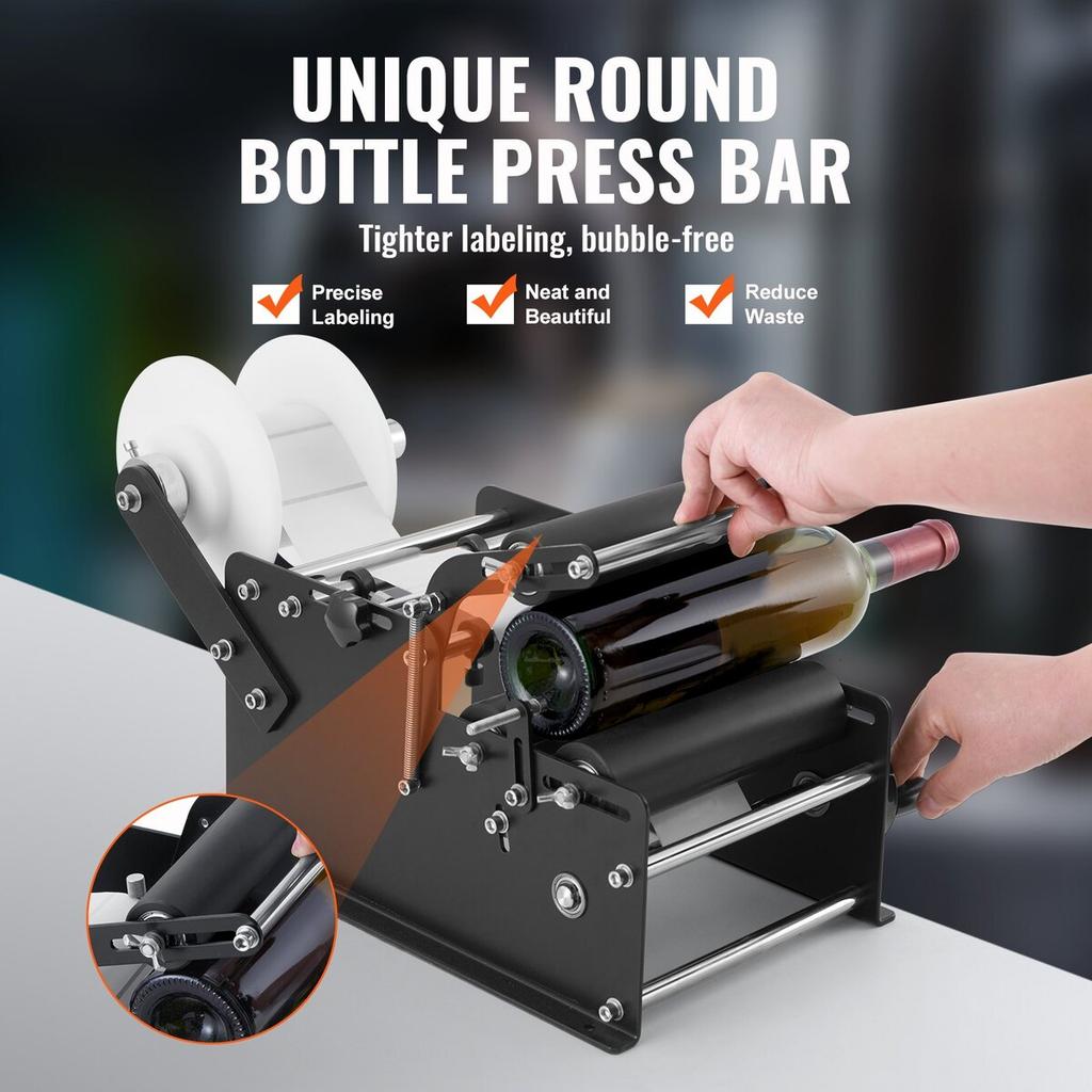 Manual Round Labeling Machine, 15-20pcs/min, Bottle Label Applicator for Round Bottles, Adjustable Manual Round Bottle Labeler Suitable for Bottle