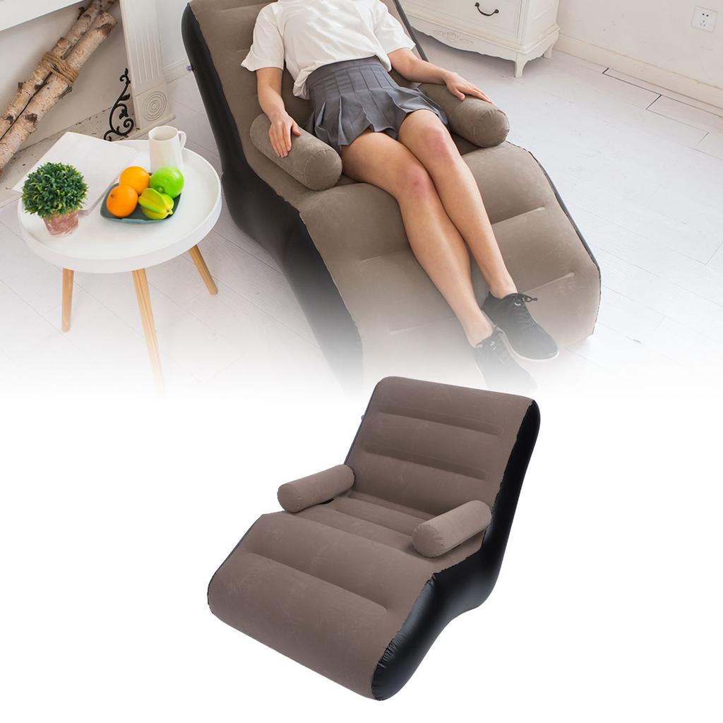 Inflatable Sofa Ergonomic S Shaped Portable Soft Flocking   Blow Up Couch for Home Travel  