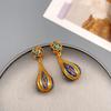 High-End Chinese Water Drop Enamel Earrings - Luxurious Long Silver Needle, Trendy Ancient Style for Women