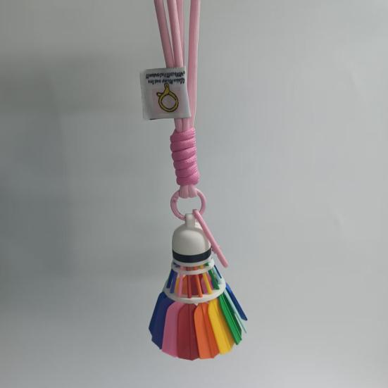 Badminton Ornament 3D Printed Shuttlecock Key Chain with Handcrafted Finishing Rainbow Color Backpack Desk Decor