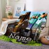 Custom Name Minecraft Theme Printed Blanket - Perfect for Couch, Bed, Travel & Outdoor Use | Machine Washable, Cozy & Durable.