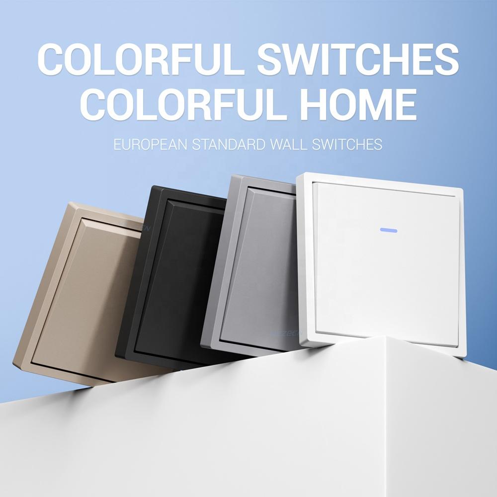 Electric Wall Sockets and Switch Big Board 80*80 Panel 1 Gang 1 Way Wall Embedded Light Switch With LED Indicator