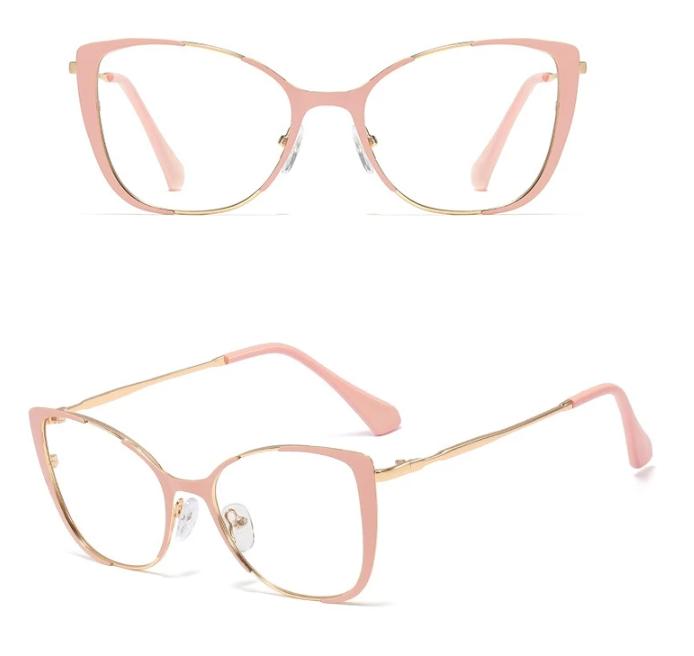 45955 Vintage Cat Eye Metal Anti Blue Light Glasses Frames Women Men Optical Computer Glasses