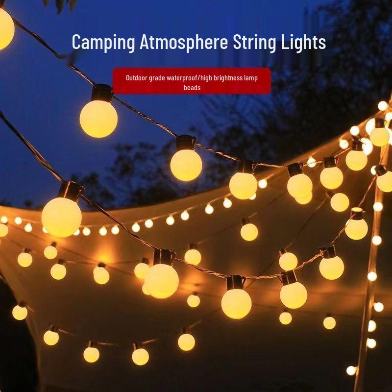 Waterproof Solar String Lights: Round Ball Fairy Lights for Outdoor Camping, Tents & Night Market Stalls.