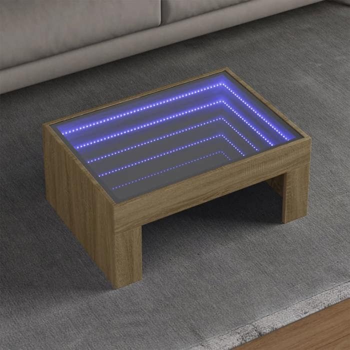 VidaXL Table basse avec LED infini chêne sonoma 70x50x30 cm, table d'appoint, table de salon, table latérale, bout de 847611
