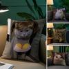 Cat Funny Memes Pillow Case Anti-dustmite Pillowcase Invisible Zipper Silky Short Plush Sofa Cushion Cover