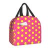 Black and White Polka Dots Lunch for Women | Portable Insulated Thermal Cooler Lunch Box Work School Travel Picnic Bags, Oxford