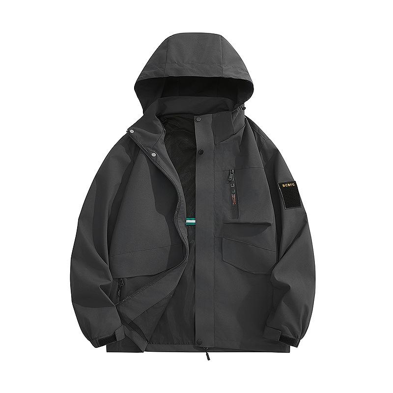 New Autumn Hooded Single Layer Outdoor Handsome Workwear Couple Style Mountaineering Suit