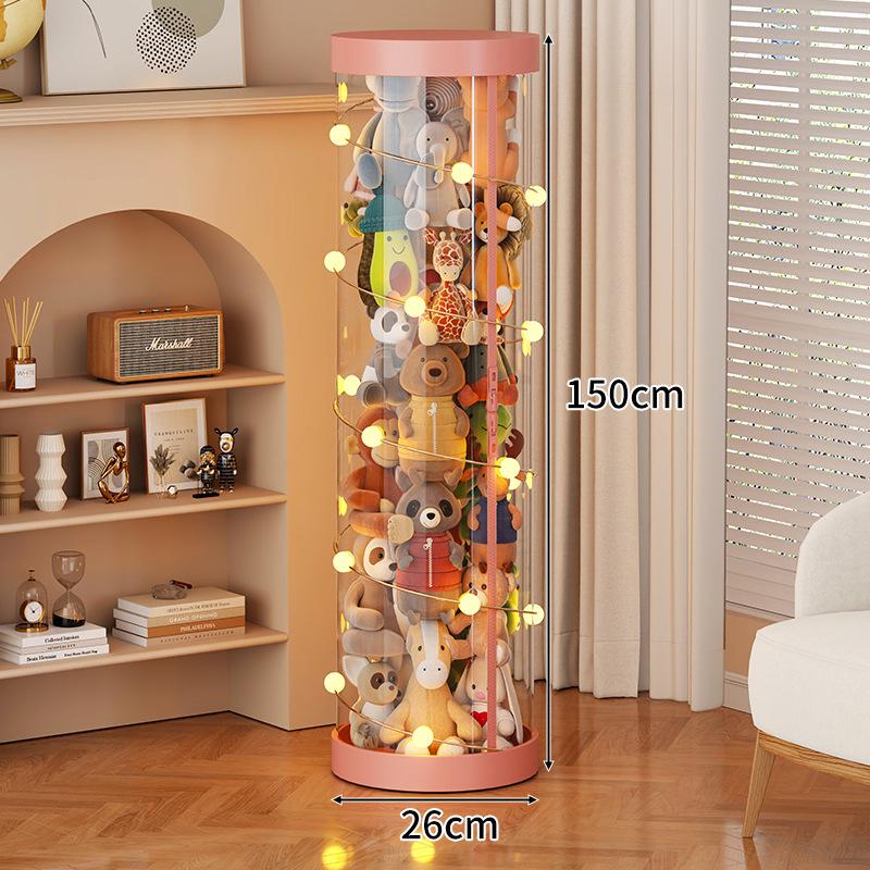 Large Capacity Transparent Toy Storage Bucket for Dolls and Plush Toys
