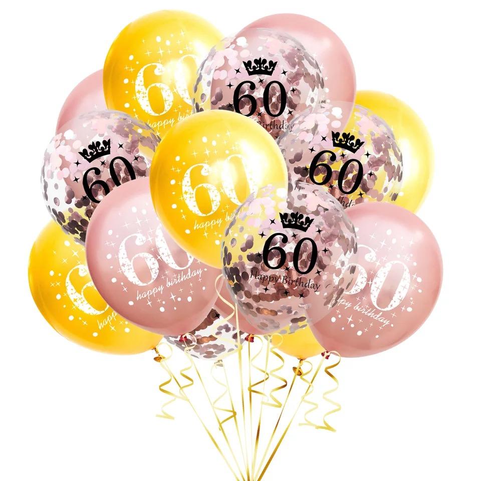 15pcs Birthday Inflatable Confetti Number Balloons 18 21 30 40 50 60 70 Year Party Decoration Adult Digit Helium Birthday Balons