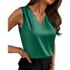 Damskie satynowe topy bez rękawów z dekoltem w serek, swobodne bluzki z krótkim rękawem, letnia podstawowa koszulka bez rękawów