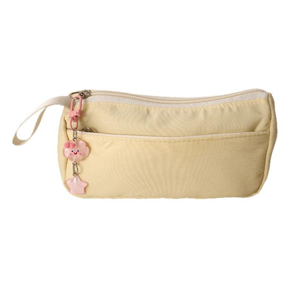 Solid Color Pen Bag Double Layers Pen Pouch High Quality Stationery Bag School Office