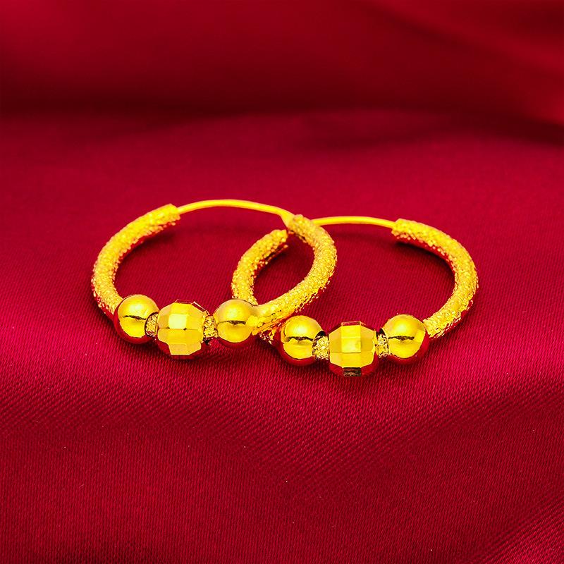 Gold Color Lucky Beads Earrings For Wome Wedding Birthday Ear Charms Fine Jewelry Gifts