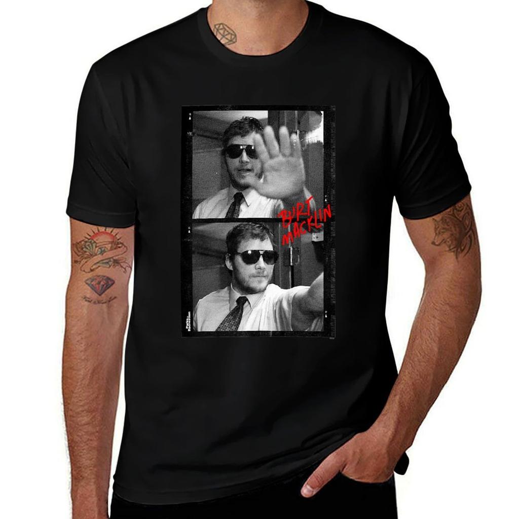 Parks Recreation Burt Macklin Film Premium Tshirt Relaxed Fit Casual Short Sleeve Top