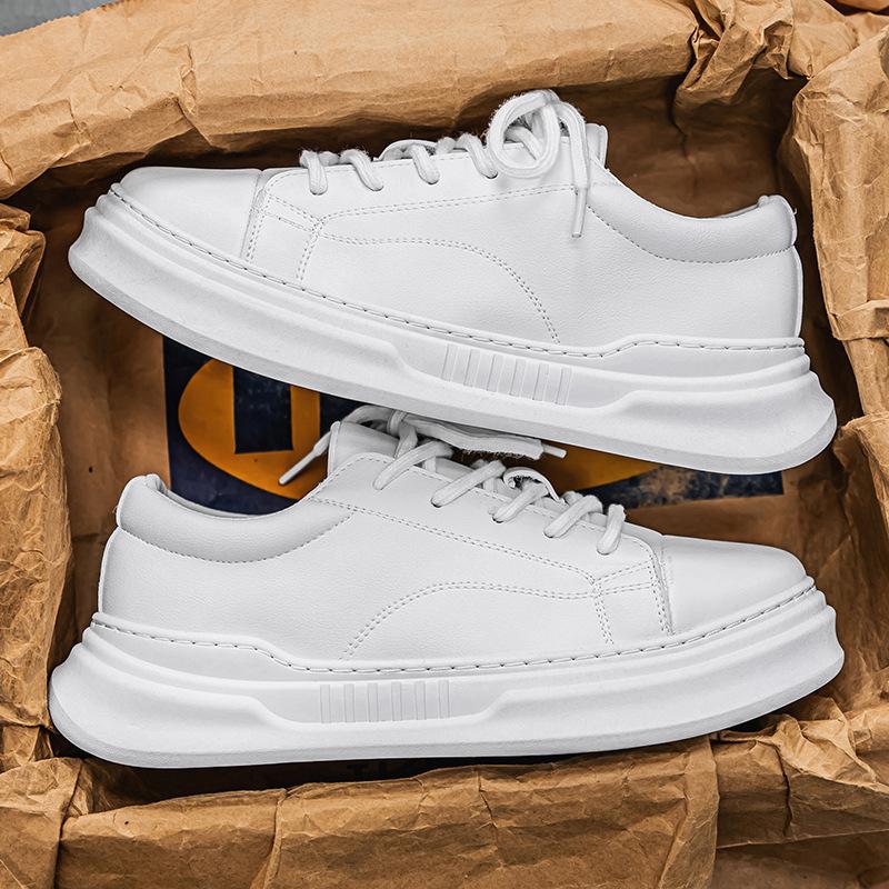 Herrenschuhe Frühjahr 2025 neue vielseitige Leder breite Füße großer Kopf Freizeitschuhe rutschfeste dicke Sohle Sport Brot Tide Schuhe