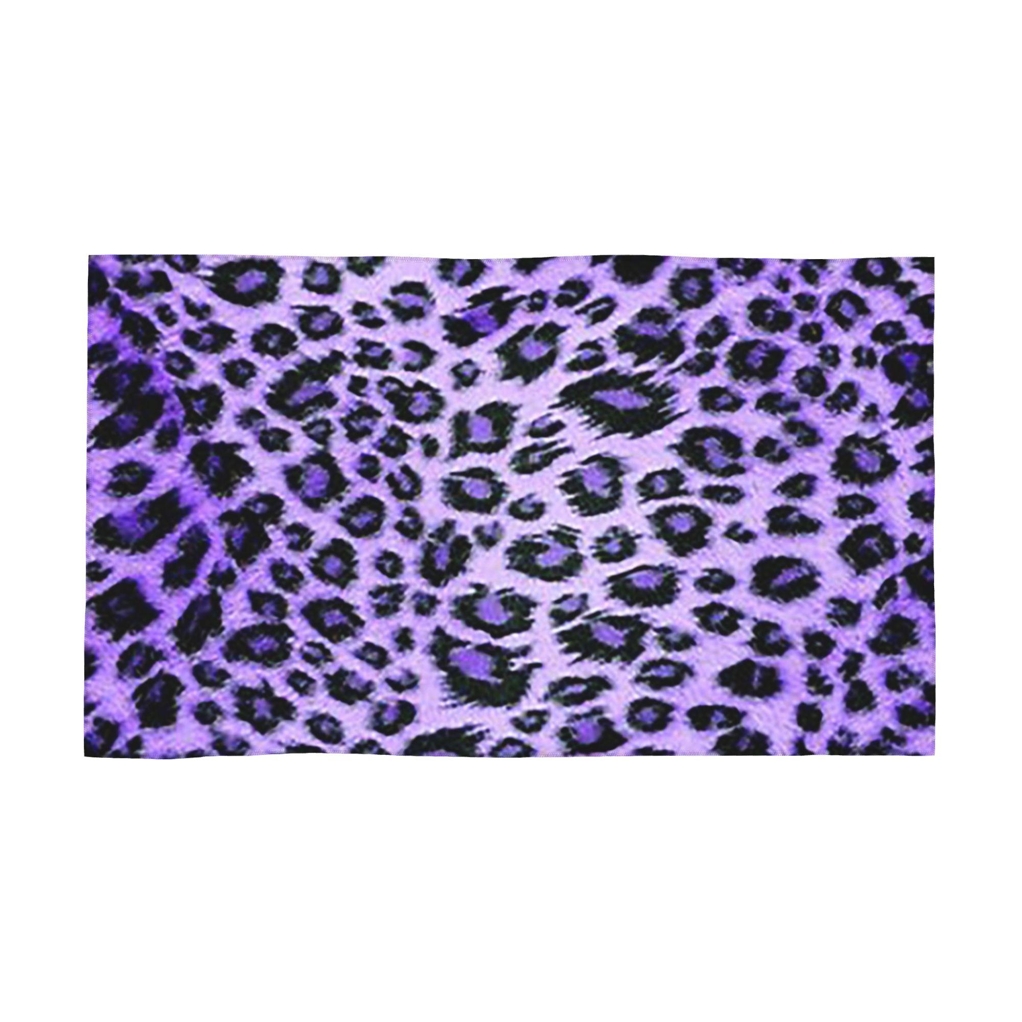 

Purple Leopard Print Soft Face Towel Quick Dry Pool Bath Cotton Towels Absorbent W30*H60(CM)