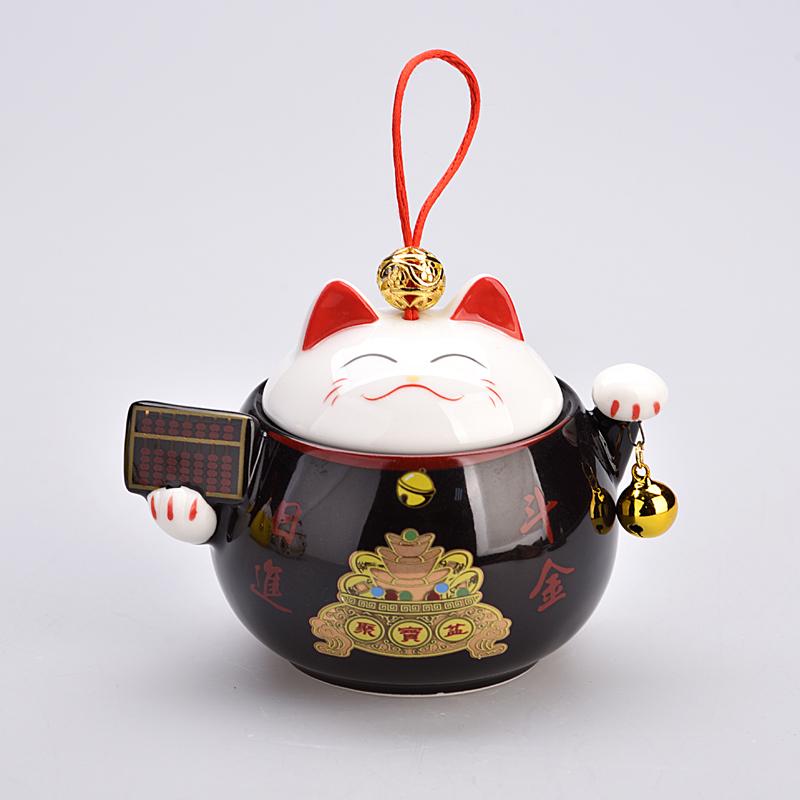 

Керамическая чайная банка Lucky Cat, чайный сервиз, чайный сервиз, банка для чая пуэр, портативная мини-чайная банка с уплотнением, аксессуары для домашнего чайного сервиза NLSLASI 11.3x9cm3