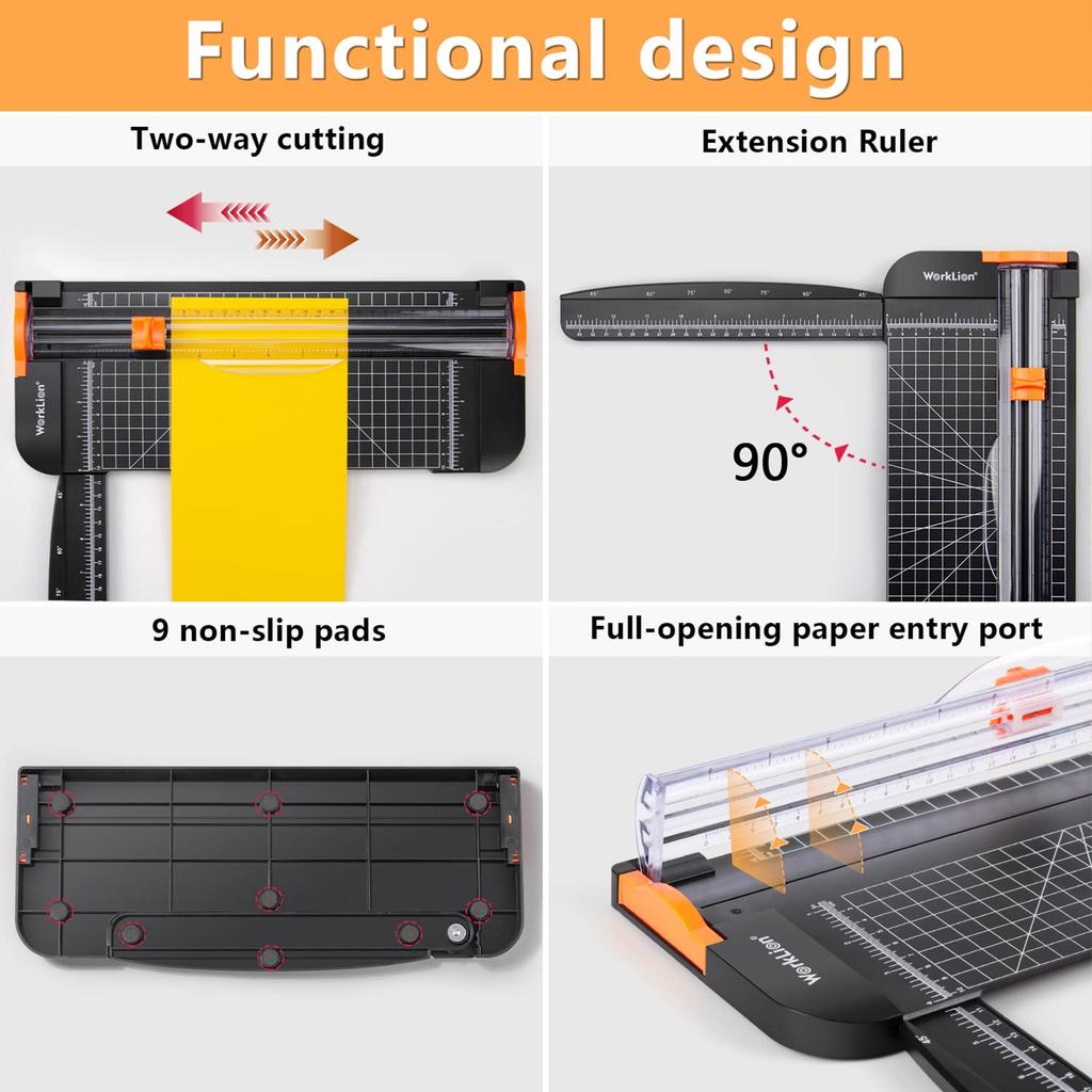 WORKLION Paper Lightweight Mini Paper Cuts with Ruler Cutter Trimmer, A4/A5 Compatible, Paper, Photos, Coupons, Labels, Cards, (Black)