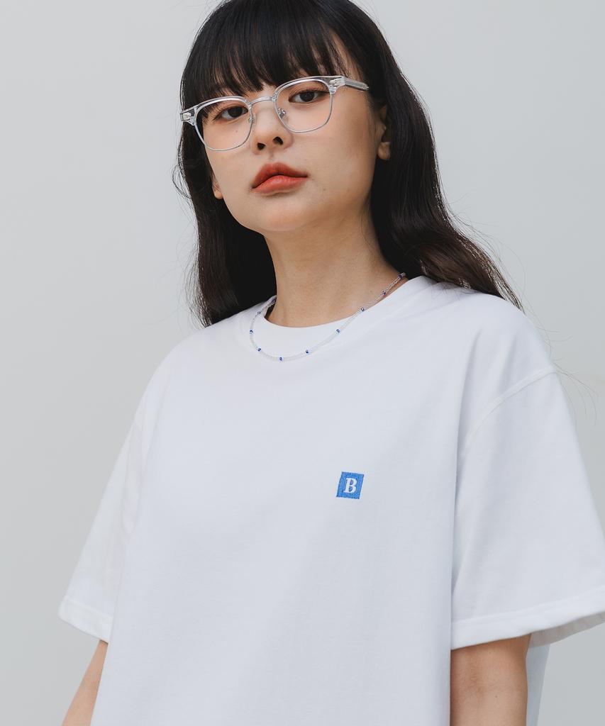 BAKKEN B Square Logo Short Sleeve T-Shirt Bk3968_White