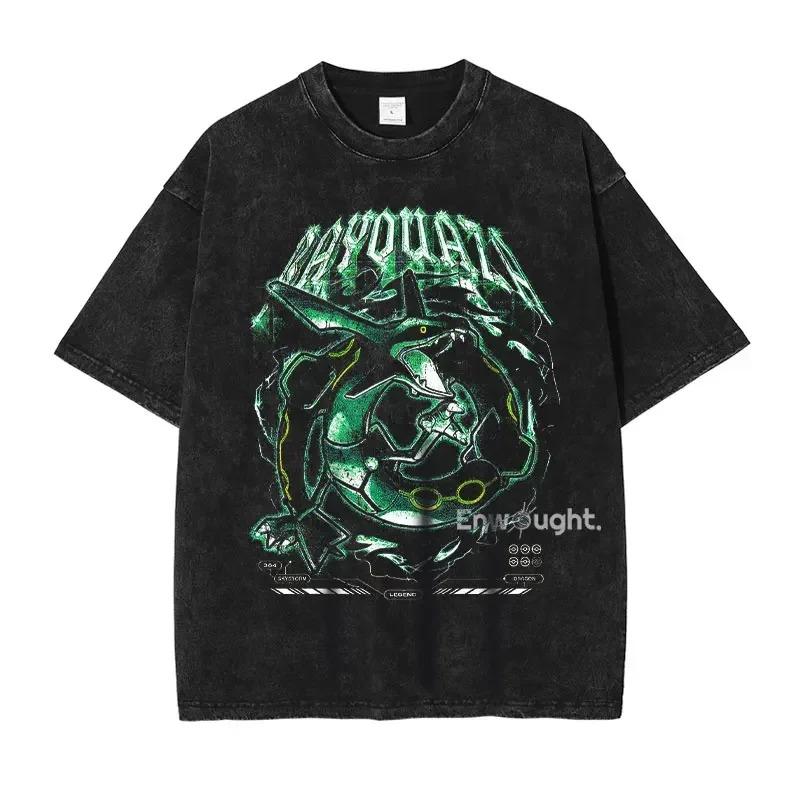 

Anime Lugia Butterfree Dragon Vintage Washed New Arrival Mens Clothes Tee Shirt Homme Graphic T-Shirts Men Tshirt for Men L