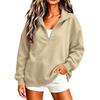 Women's Casual Half-Zip Pullover Sweatshirt, Color Long Sleeve Top for Everyday Wear