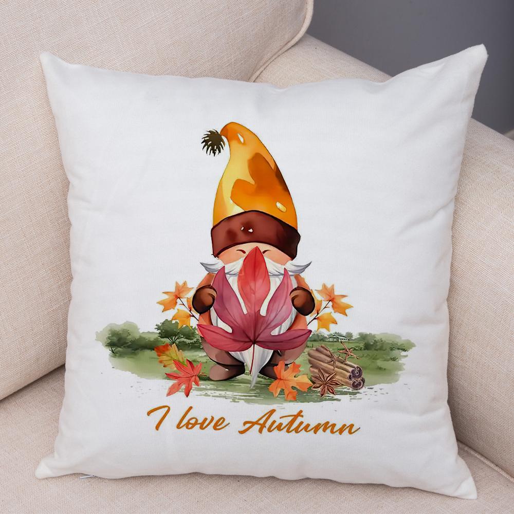 Happy Harvest Season Pillowcase Double Print Fall In The Air Cushion Cover Soft Plush I Love Autumn Pillowcase for Sofa Home Car