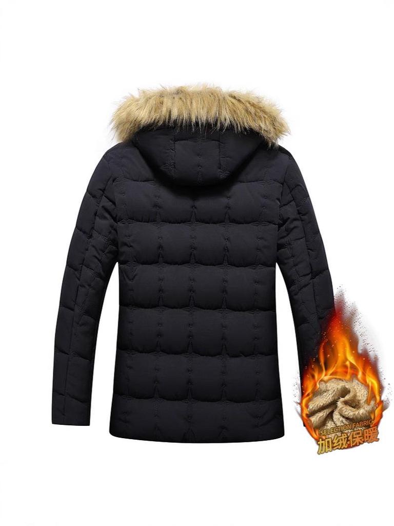 Men's Plus Size Hooded Winter Cotton Jacket - Casual and Versatile Dad Style Outerwear