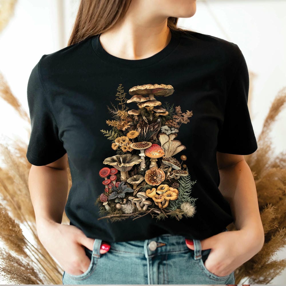 Goblincore Mushroom Comfort Shirts Nature Lover Plant Lover Dark Cottagecore Aesthetic Shirt Casual Daily Y2K Top Streetwear