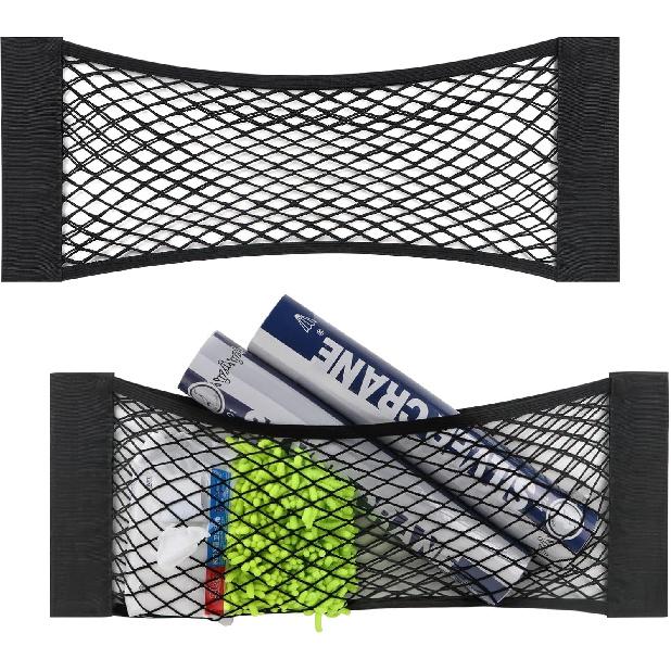 Universal Mesh Cargo Net for Car Trunk Storage,Elastic Small Automotive Cargo Net Pocket Wall Sticker Organizer Pouch Bag Storage for SUV,2 Pack with