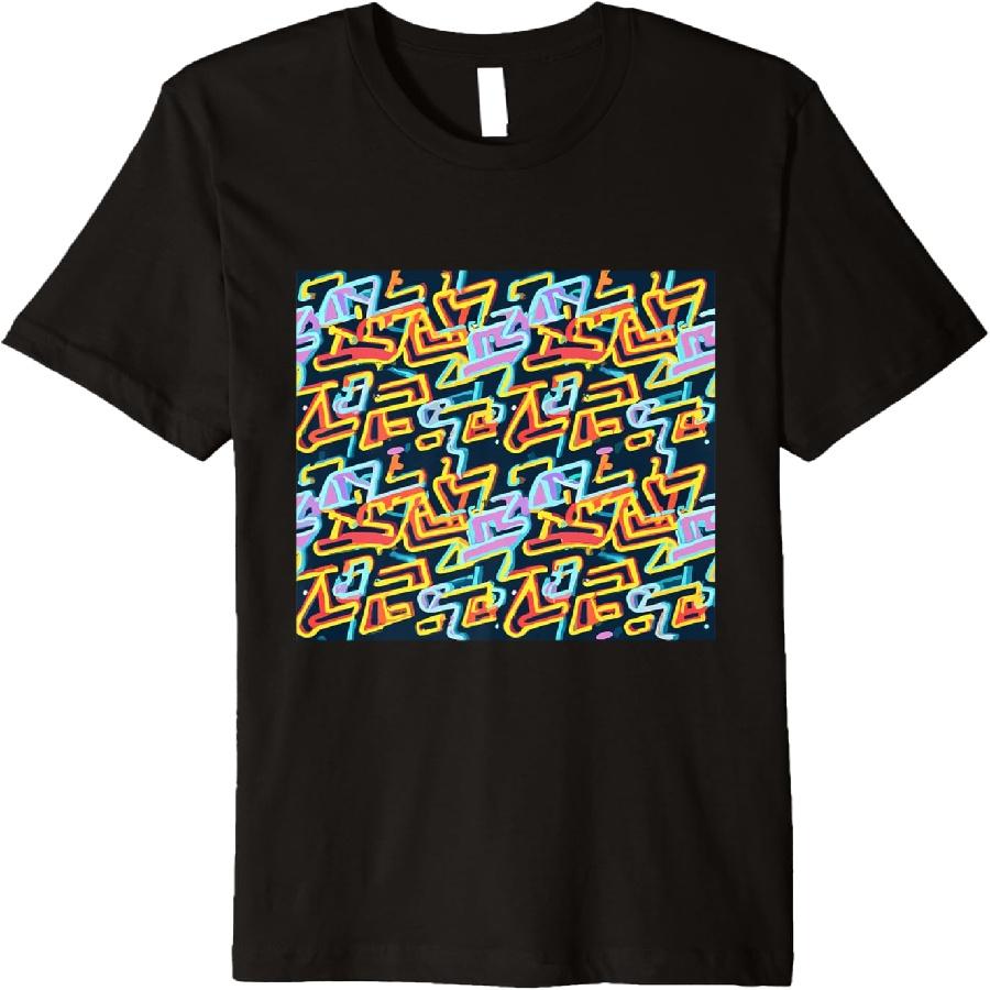 Cool Graffiti Abstract Repeating Pattern with Pop Art style Premium T-Shirt(1) XXXXXL чёрный