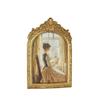 Vintage Arch Shaped Photo Frame Gold Carved Embossed Resin Picture Frame Home Office Photo Display Tabletop Wall Hanging Decor