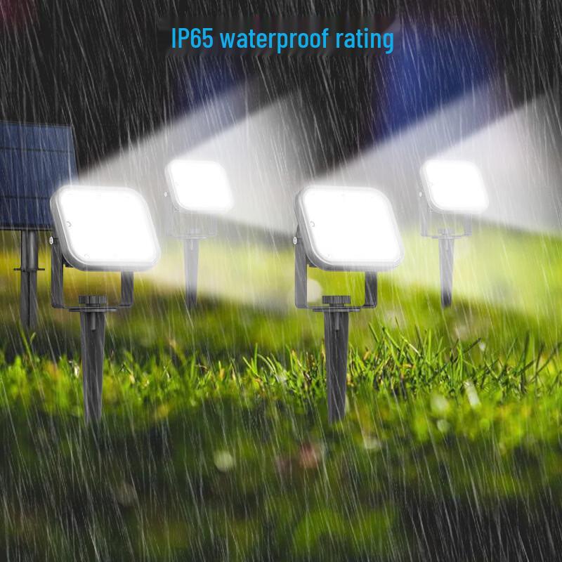 Solar Powered Warm White LED Lawn Spike Lights - 4 Pack