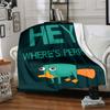 1pc Phineas and Ferb4 Blanket, Gift, for Men and Women, Soft Blanket, Good for Sofa Bed Couch Travel, Lightweight Flannel Blanket