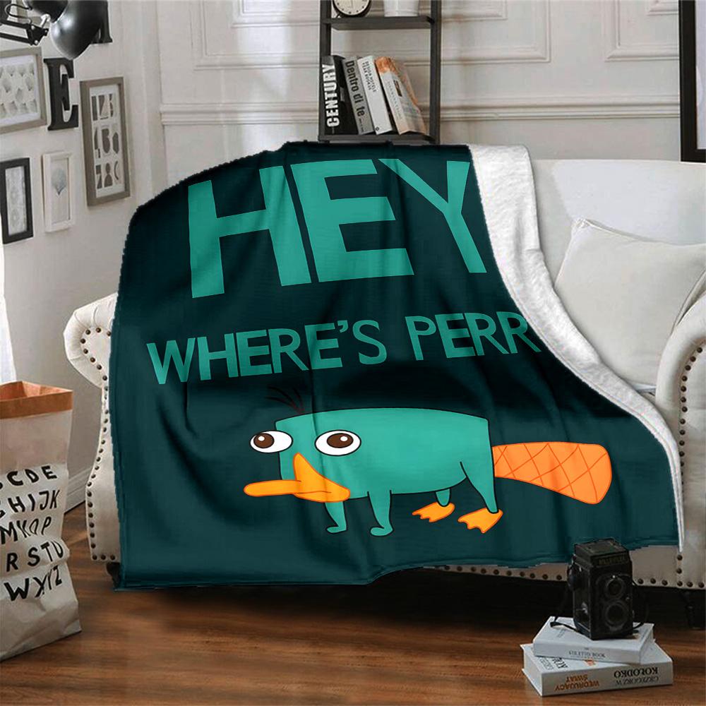 1pc Phineas and Ferb4 Blanket, Gift, for Men and Women, Soft Blanket, Good for Sofa Bed Couch Travel, Lightweight Flannel Blanket