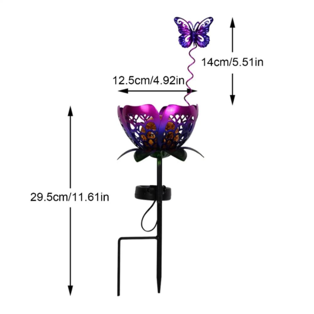 

Lotus Shaped Solar Powered Lamp Iron Ground Plug Hollow Out Design Outdoor Lighting Fixture Waterproof LED Flower фиолетовый