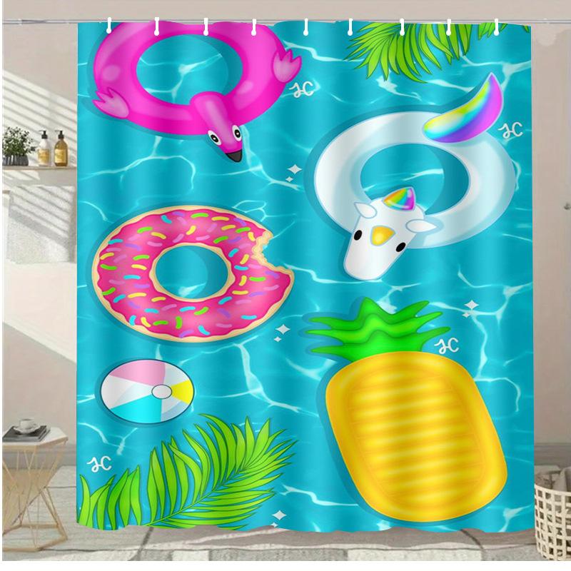 Colored Fruits Washable Dirt-Resistant Shower Curtain Shower Head Waterproof Polyester Bath Curtain For Home Decor Accessories