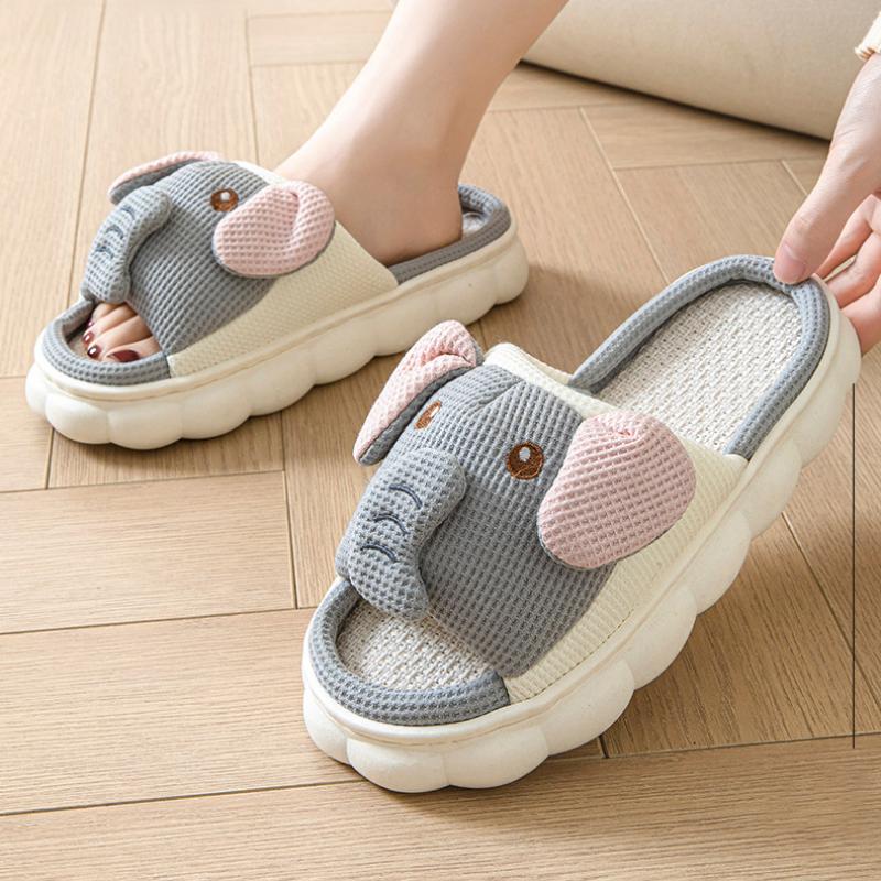 Fashion Elephant Casual Women's Slippers Home Luxury Designer Woman Shoes Flat Spring Fashion Hemp Casual Slides Indoor Elegant Footwear