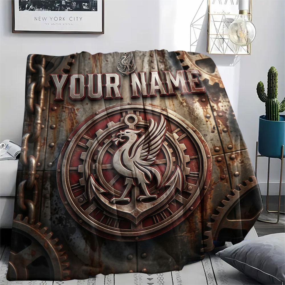 Custom Name,Liverpool Printed Flannel Blanket, Soft Throw for Bedroom Sofa, Washable, Christmas Present, Great Gift.