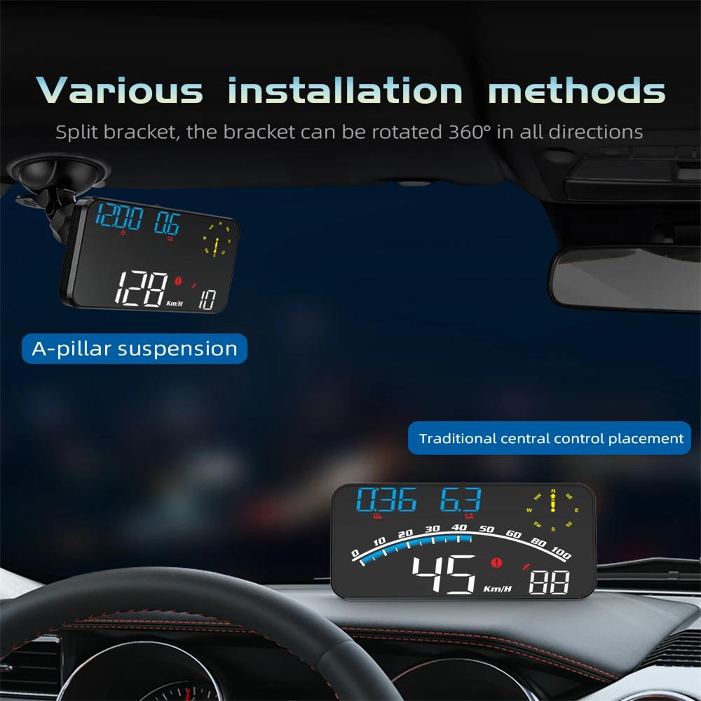 HD G10 Digital Head Up Display Big Font Car HUD GPS Speedometer with Over Speed Alarm Compass Electronic Screen Fit For All Cars