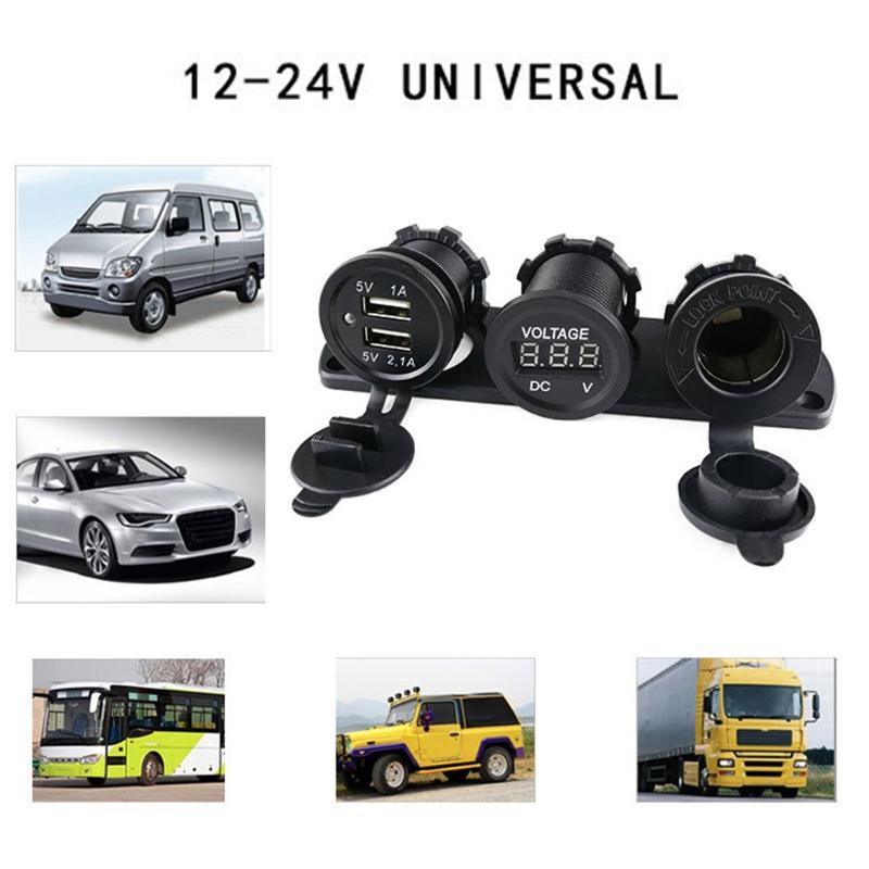 12-24V Car Dual USB Cigarette Lighter Socket 3.1A Boat Car Motorbike Tractor Charger Adapter Digital Voltmeter Universal