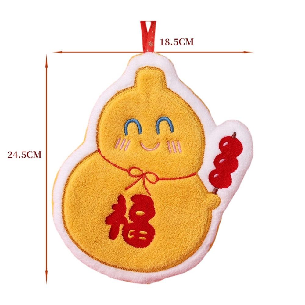 

New Coral Velvet New Year Hand Towel Thickened Good Luck Handkerchief Hanging Quick-dry Bathroom Kerchief Home Decoration