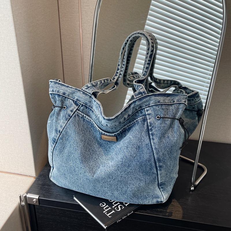 

Літня полотняна сумка 2024 р. Жіноча сумка через плече великої місткості Сумка для студентів Універсальна модна сумочка світло-синій колір