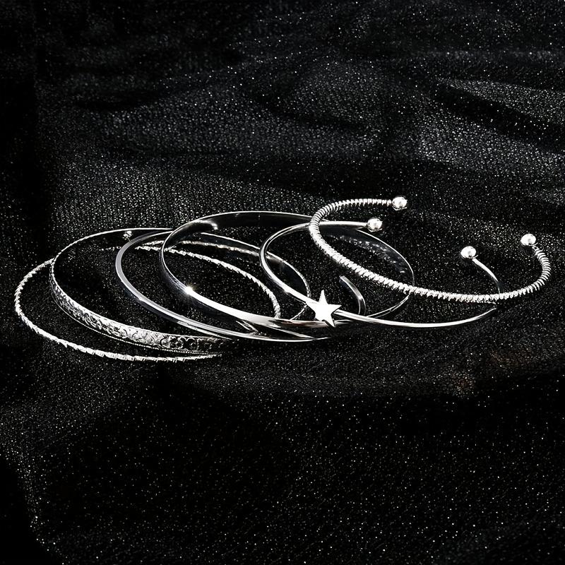 A set of 6 elegant star opening bracelets trendy