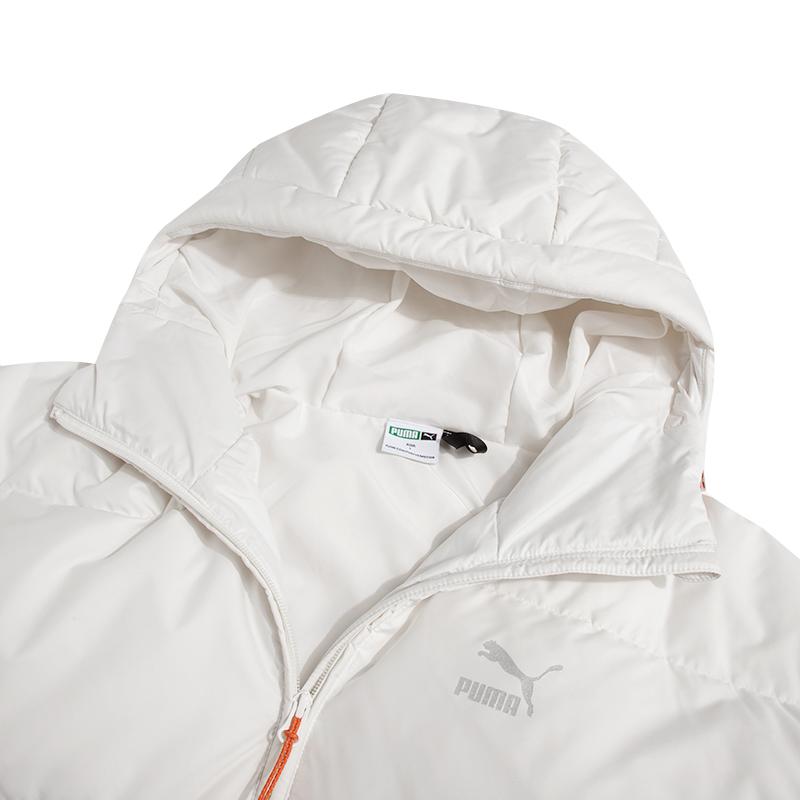 Puma Solid Color Zip-Up Hooded Long Sleeve Down Jacket Men Outerwear White 624529-65